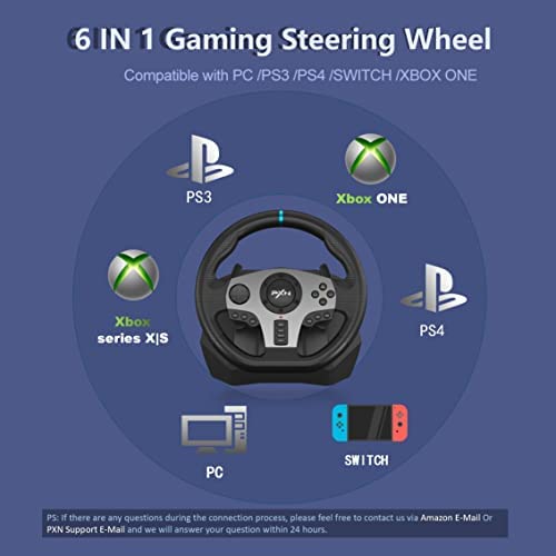 PXN V9 Volant de Jeux, PC Volant avec Pédales et Levier de Vitesses,  270/900° Volant de Course, Retour de Vibratoire, Volant pour PC, PS4, Xbox.  PS3 and Switch : : Jeux vidéo